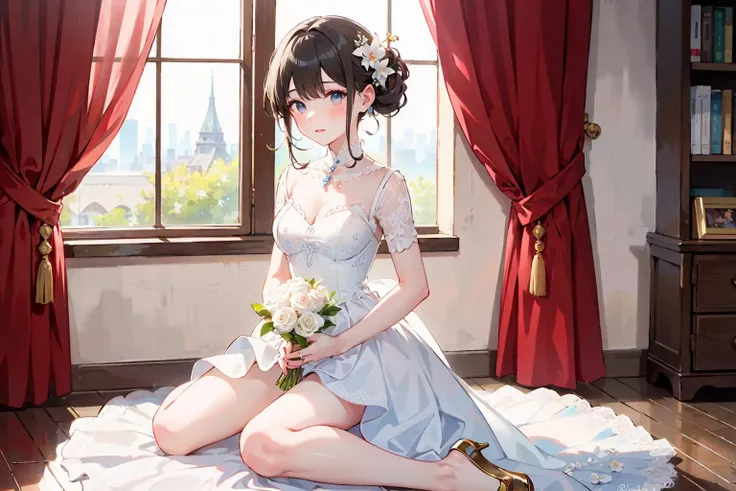 masterpiece, best quality,
1girl, full body,detailed eyes, solo,wedding dress,