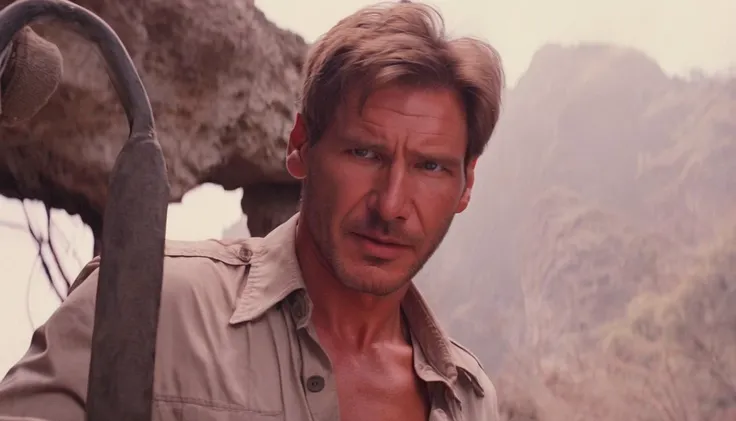 <lora:Indiana Jones SDXL -Trigger is Indianajones Person:1> Indianajones Person fixing a 1990s style touchtone telephone in a lost cave.