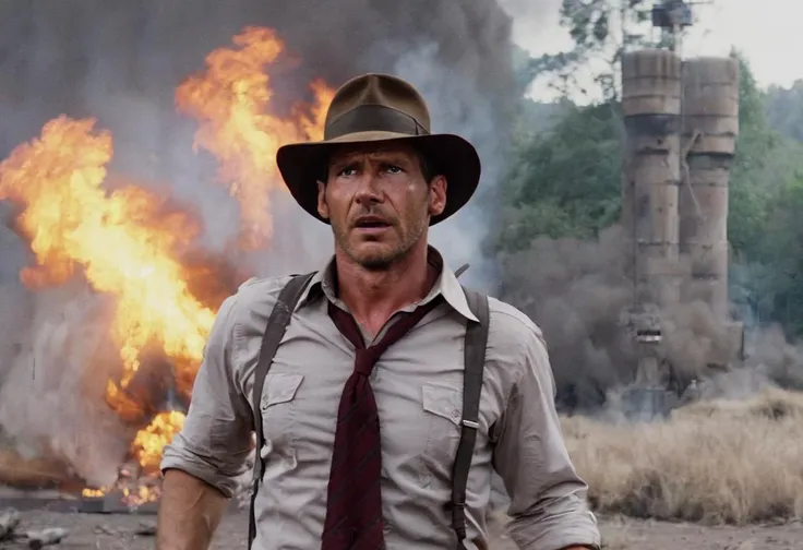 <lora:Indiana Jones SDXL -Trigger is Indianajones Person:1> Indianajones Person looking to buy a new stereo system at Best Buy. Whip. Hat. Explosion ARtstyle <lora:Explosion Artstyle - Trigger is Explosion Artstyle:1>