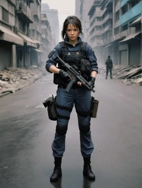 police woman in post apocalyptic city, wearing mp5, hkmp5
by Michael Flanagan, shinkawa youji (strange but extremely beautiful:1.4),(masterpiece, best quality:1.4)
<lora:shinkawa_youji_xl_v1f:1>
<lora:HK_MP5_SDXLBase:1>