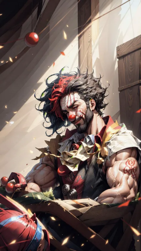 <lora:edgClussy_retrained-v2.1:0.5> (red clown nose, edgClussy:1.15), BREAK, <lora:Gigachadv1:0.8> gigachad, 1boy,, masterpiece, best quality, extremely detailed, highly quality, 4k, sharp focus, professional, sharp focus, award winning, cinematic lighting, octane render, unreal engine, volumetrics dtx, Wallpaper,