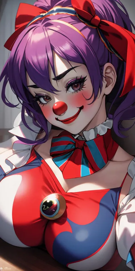 Masterpiece, absurdres,HDR,8k,excited,smirking,best quality, edgClussy,red clown nose, a woman wearing edgClussy <lora:edgClussy_retrained-v2.1:0.7>