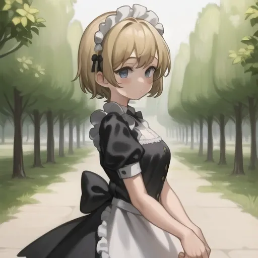 LentiyayStyleMS, 1girl, solo focus, blonde hair, cute maid,, beautiful, masterpiece, best quality, <lora:LentiyayStyleMS:1.2>