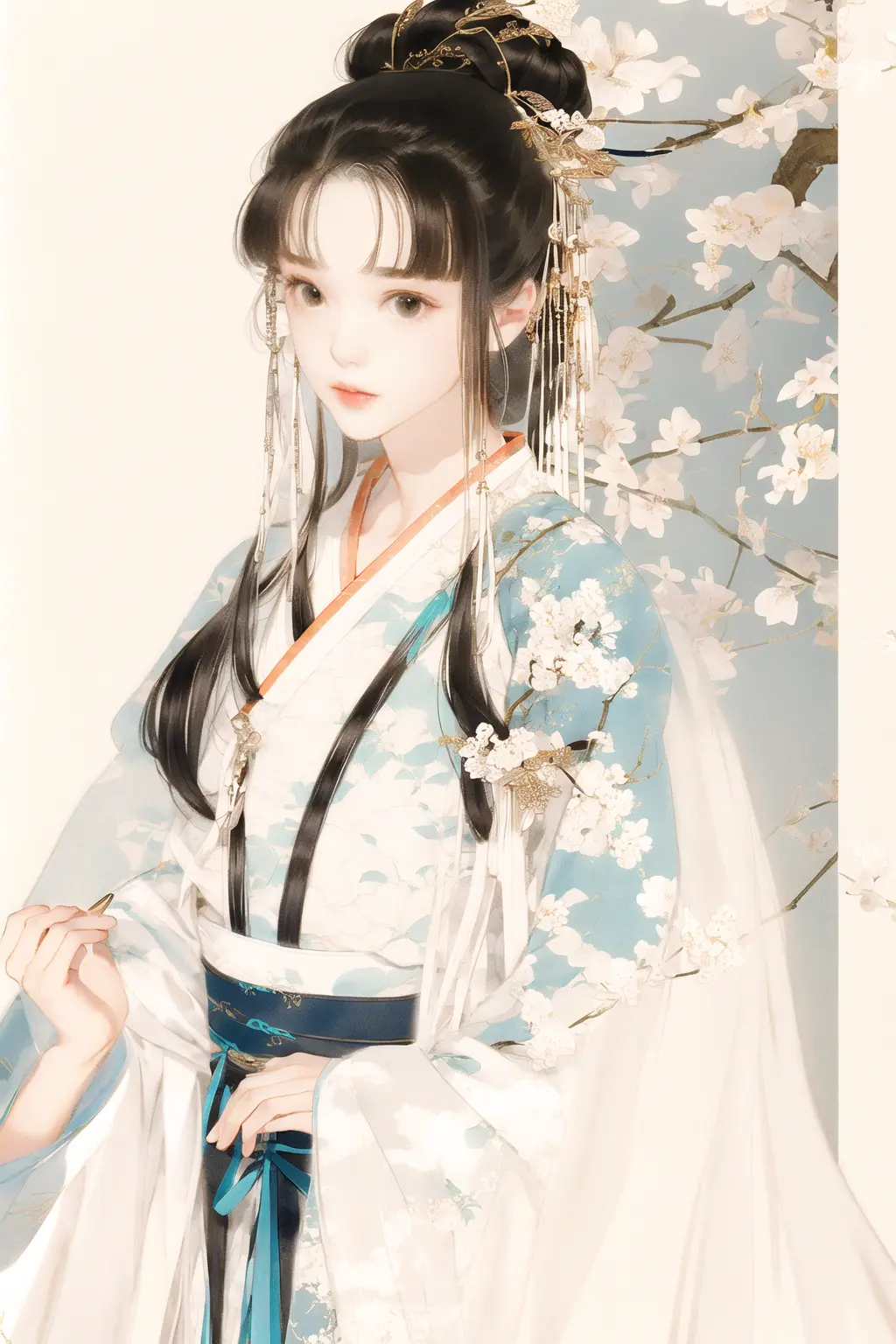 1girl,solo,beauty, gauze,hanfu,upper body,