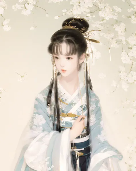 1girl,solo,beauty, gauze,hanfu,upper body