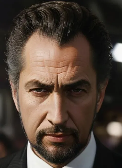 (vp1) best quality raw photo of (<lora:VincentPrice1:.9>), a man, hair, modelshoot style, (extremely detailed CG unity 8k wallpaper), photo of the most beautiful artwork in the world, professional majestic oil painting by Ed Blinkey, Atey Ghailan, Studio Ghibli, by Jeremy Mann, Greg Manchess, Antonio Moro, trending on ArtStation, trending on CGSociety, Intricate, High Detail, Sharp focus, dramatic, photorealistic painting art by midjourney and greg rutkowski, (wearing  suit and tie:1) (1960s fashion) (groovy) (looking at the camera:1.2), (detailed pupils:1.3),  (closeup:1.2),