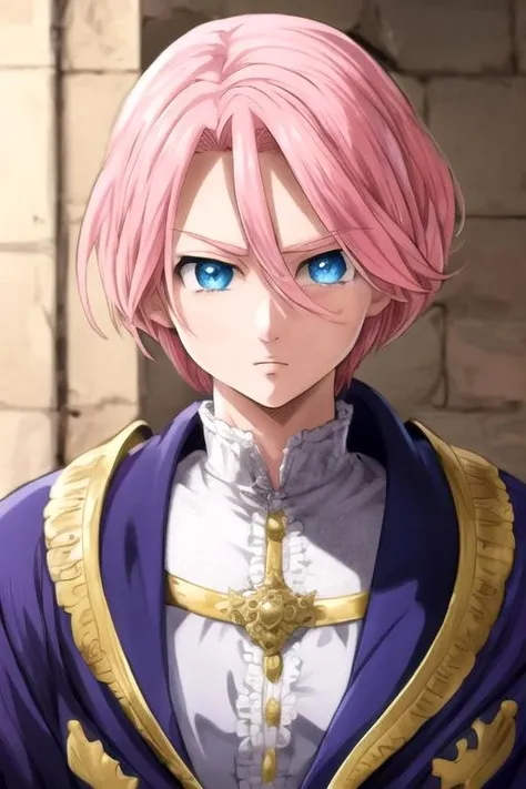 masterpiece, best quality, high quality, 1boy, solo, male focus, looking at viewer, upper body, , <lora:gilthunder_nanatsu_no_taizai:0.70>, gilthunder_nanatsu_no_taizai, pink hair, blue eyes, ,