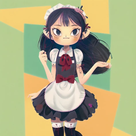 <lora:teoskaffa:1>,

1girl, animal ears, aohane, apron, black bow, black bowtie, black dress, bow, bowtie, closed mouth,  dress, frilled apron, frills, heart, highres, light bright shiny hair, long hair, maid, maid apron, maid headdress, puffy short sleeves, puffy sleeves, rabbit ears, rabbit girl, animal eyes, short sleeves, smile, solo, thigh-highs, very long hair, white apron, white thighhighs