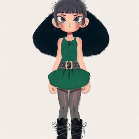 <lora:teoskaffa:1>,

1girl, armored boots, bangs, bare shoulders, black legwear, black shorts, boots, closed mouth, detached sleeves, dress, eyebrows visible through hair, full body, green eyes, grey hair, hair between eyes, highres, long sleeves, mecha musume, pantyhose, short shorts, shorts, sleeveless, sleeveless dress, sleeves past wrists, solo, white background, white dress, white sleeves