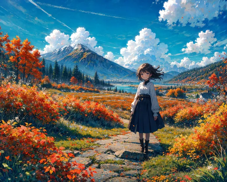 masterpiece,(1girl,solo,grinning smile:1.2),(blue-dress with waist-belt,white-long-sleeve:1.2),
BREAK
nature,outdoors,mountains,ashen wood forest,blue sky,clouds,fall season,
BREAK
<lora:VECTORV1-TRIM:0.7>,<lora:ke-ta-01-CounterfeitV25_25:0.75>,