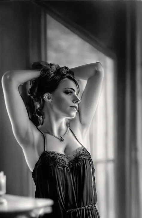 award winning (closeup photo:1.2) of a beautiful woman in victorian house, erotic pose, flowers in hair, large breasts, cleavage, moody and melancholic atmosphere with black background by lee jeffries nikon d850 film stock photograph 4 kodak portra 400 camera f1.6 lens rich colors hyper realistic lifelike texture dramatic lighting unreal engine trending on artstation cinestill 800