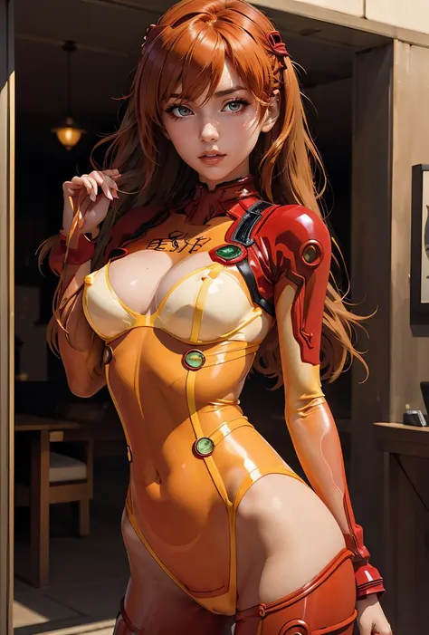 (masterpiece, best quality), 1girl,    Platinum Twisted Side Braid with Pearl Beads, Size H breasts,  <lora:asuka_langley_soryu_bodysuit:0.8> asuka_langley_soryu_bodysuit,see-through,