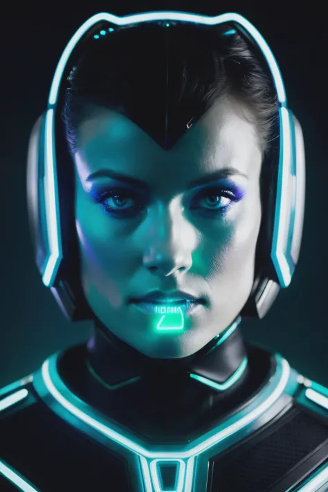 owd in cyber neon lighting, futurism, intricate futuristic jewelry accessories, dressed in a tron outfit, hyper photorealistic, crispy quality, digital photography, trending in artstation, trending in pinterest, cinematic, 4 k ultra hd, art by pascal blanche, art by greg rutkowski,<lyco:OliviaWilde-RealVision-V1.0:1.0>,