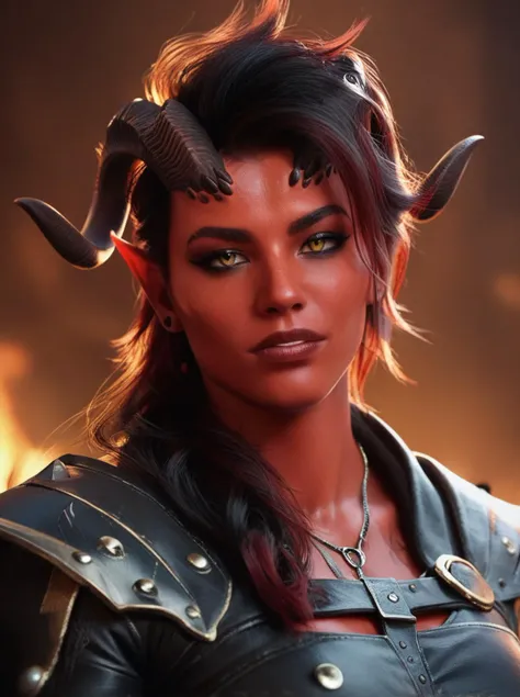 score_9, score_8_up, score_7_up, (score_9:1.1), (score_8:1.1), score_7, , fit body, zy_karlach, 1girl, horns, black hair, red skin, yellow eyes, , demon girl, wearing leather black armor and pants,, , realistic skin,, 4k, Expressiveh, (((((upper body))))), <lora:add-detail-xl:0.5> <lora:zy_Karlach_PonyRealism_v1:0.7>