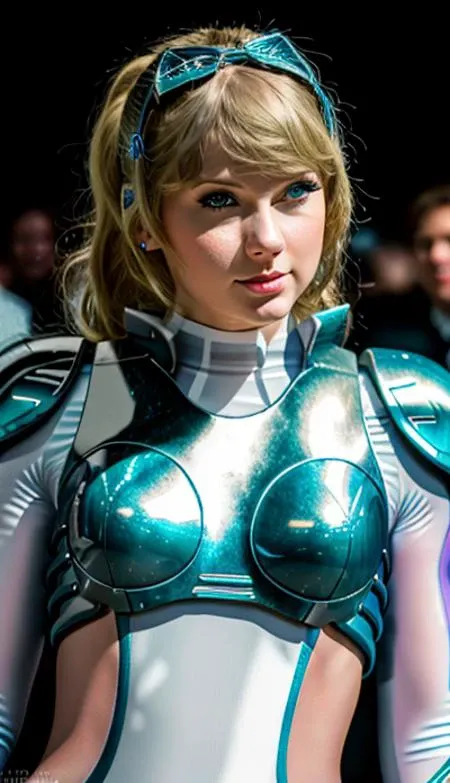 RAW photo, Taylor Swift, (high detailed skin:1.2), 8k uhd, dslr, soft lighting, high quality, film grain, Fujifilm XT3, (8k, best quality, masterpiece:1.2), (realistic, photo-realistic:1.37), ultra-detailed, batttle suit, looking at viewer, <lora:starcraft2Nova_20:01.5>