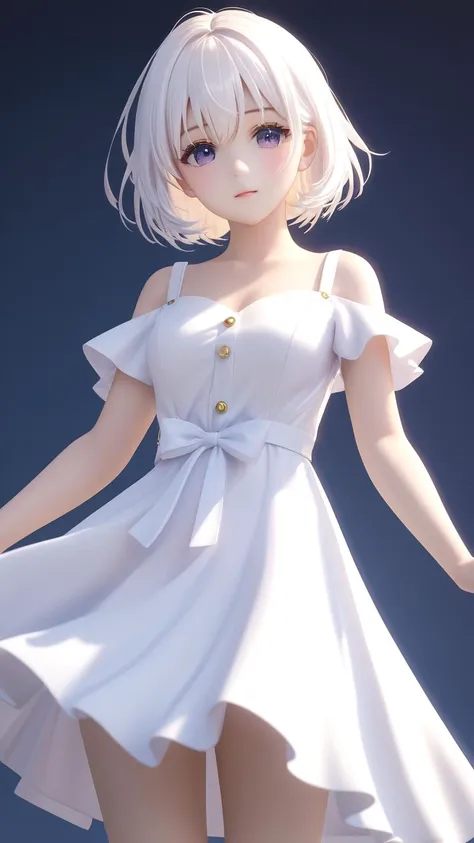 masterpiece, best quality, 32k uhd, hdr, dtm, 16K, super wide angle, (best fingers:1.2),
1girl, standing, simple background, simple clothes, white dress, white hair,