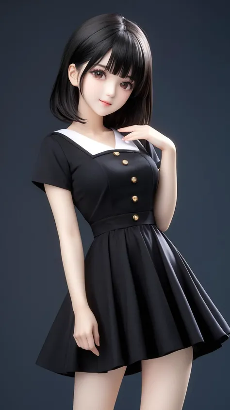 masterpiece, best quality, 32k uhd, hdr, dtm, 16K, super wide angle, (best fingers:1.2),
1girl, standing, simple background, simple clothes, black dress, black hair,