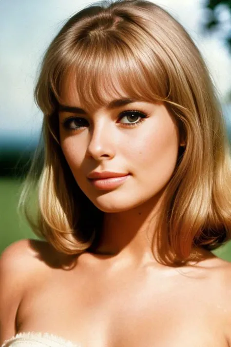 Daniela Bianchi with lipstick completely naked and smiling