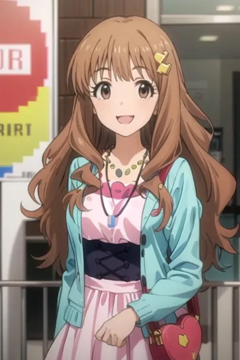 (((pixel-perfect, detail-perfect))), solo, 1girl, <lora:kirari-idolmaster-01:0.8>, kirari moroboshi, dress, jacket, necklace, smile, :d, wavy mouth, looking at viewer
