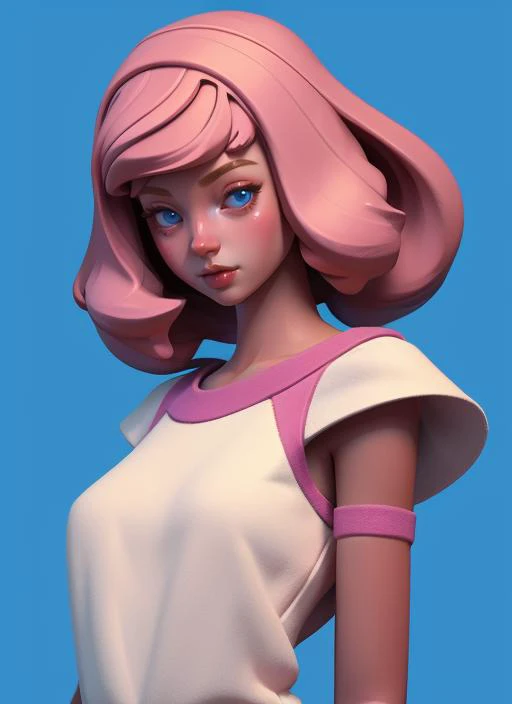 Delicate 3D PVC model of cute young girl, soft smooth lighting, with soft pastel colors, 3d icon clay render, 120mm lens, 3d blender render, trending on polycount, modular constructivism,  gravemudart,<lora:gravemudArt_v10:1>