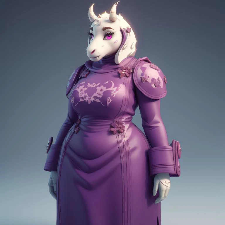 <lora:ChumpyChoo_Char_Toriel:0.5>, Delicate 3D PVC model of (toriel:1.4), furry, exposed nipples, highly detailed face, snout, half closed eyes, purple dress, large breasts, wide hips, white fur, pink eyes, soft smooth lighting, with soft pastel colors, 3d icon clay render, 120mm lens, 3d blender render, trending on polycount, modular constructivism, physically based rendering, centered