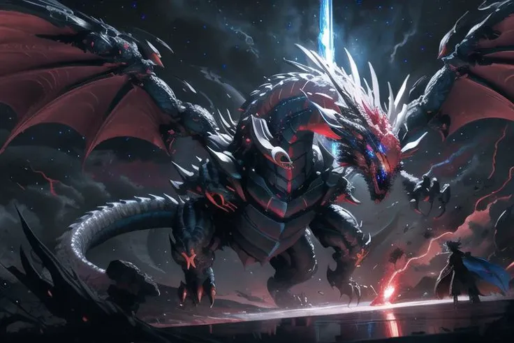 3d PVC mode, intricate details, burning body, dark hole, (big eyes:1.1), shining eyes, masterpiece, best quality, dark sky,dragon, sunbeam, main focos, lave, galaxy,night,starry sky, chaos, full body, cinematic, myth, (red theme:1.3), scary monster, volcano, bad end,  <lora:fantasticDragon_v10:0.7>,  <lora:gachaSplashLORA_v40:0.4>, [(white background:1.5), ::5],