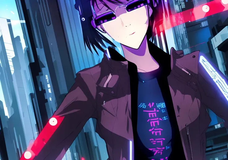 Kanji, realistic cyberpunk hacker woman, wearing a cyberpunk trenchcoat, cyberpunk architecture mega city, KANv3