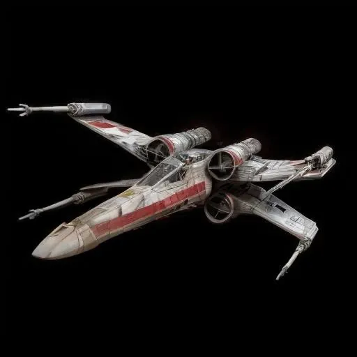 very high quality , <lora:Xwing:0.8> , Xwing , red , white , smoothed texture, smoothed image , black background , view from the front ,