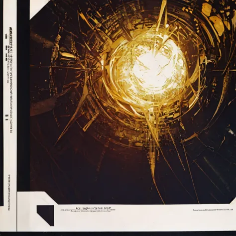 masterpiece, solo, 1girl, yellow, white hair, ponytail, absurdly long hair, cd cover, album cover, science fiction, wallpaper, tech