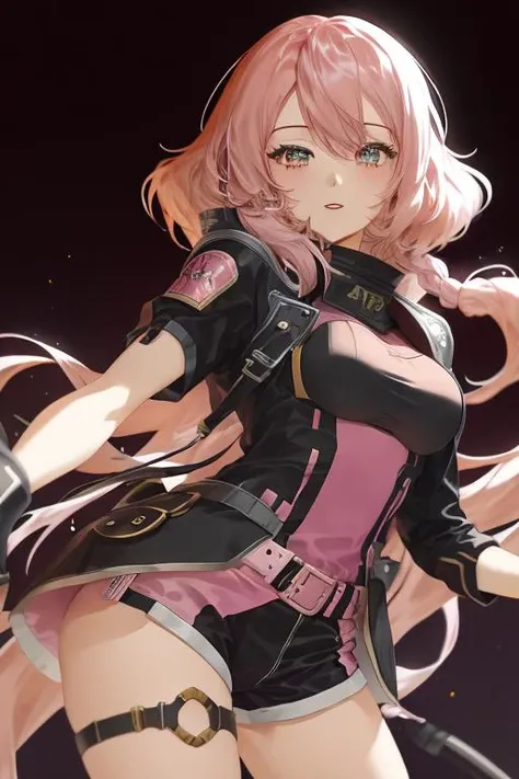 anime,pink hair, black background,
 <lora:fajyobore-000010:1>