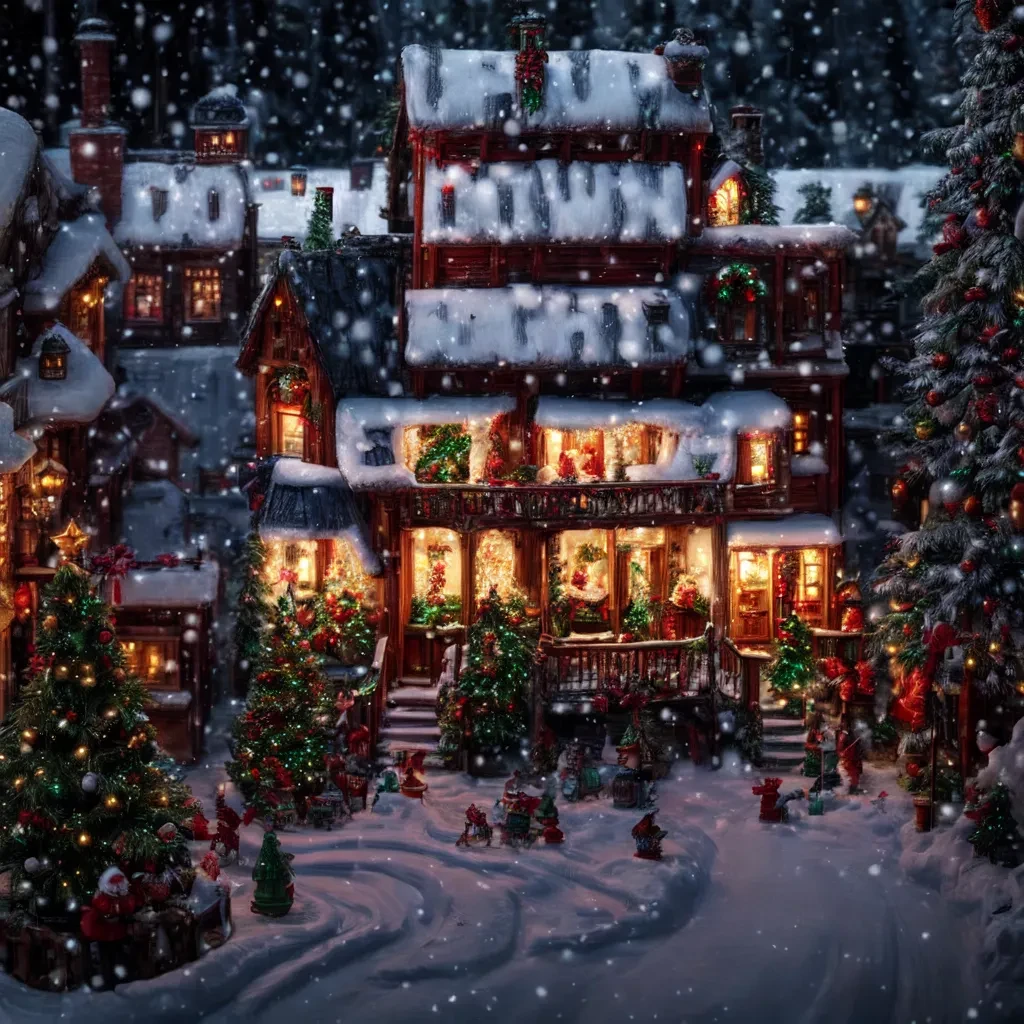 cinematic fantasy Christmas village scene, lots of snow, high quality, very coherent, trending on artstation, UHD(10k), insane detail, insanely intricate<lora:add_detail:1.0> <lora:add_saturation:0.8>
