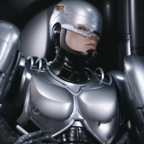 <lora:robocop19871987_v10:1> masterpiece, top quality, best quality, official art, (beautiful and aesthetic:1.3),extreme detailed,colorful,ice robot,, proportional eyes, (realistic:1.5), extremely detailed, hyper detailed, soft lighting, detailed background, extreme detail background, sharp details, beautiful face, symmetrical eyes, short red hair, short hair, red hair, green eyes, woman, high quality, (full body:1.3),