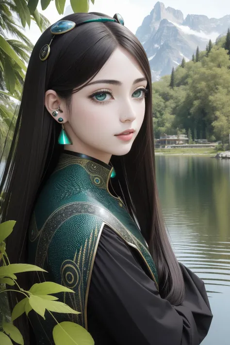1girl, (art by Ernst Fuchs:0.7) , surrealism art, awardwinning Melting Wax of a (deep green theme:0.7) , Mundane Detestable dark violet Pakistani ([Wireless earbuds|Resort]:1.3) , it is sleek, it is engraved with Alligator skin and Green patterns, Willow background, desolate mountains and flora, at Overcast, Bokeh, Simple illustration, Relaxed, dtx, Black lighting, Fish-eye Lens, Ektachrome, sfumato, surreal design, Flickr, masterpiece
