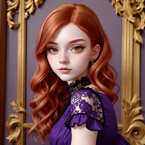 (baroque style, ornate, purple, dramatic, highly detailed:1.15), close range of <lora:sd15_LiluCinnamon_locon_24_v1-000016:.9> LiluCinnamon, focus on face, wearing a tennis dress <lora:tennis_dress-1.0:0.8> , her Maple color hair is styled as textured lob hair,