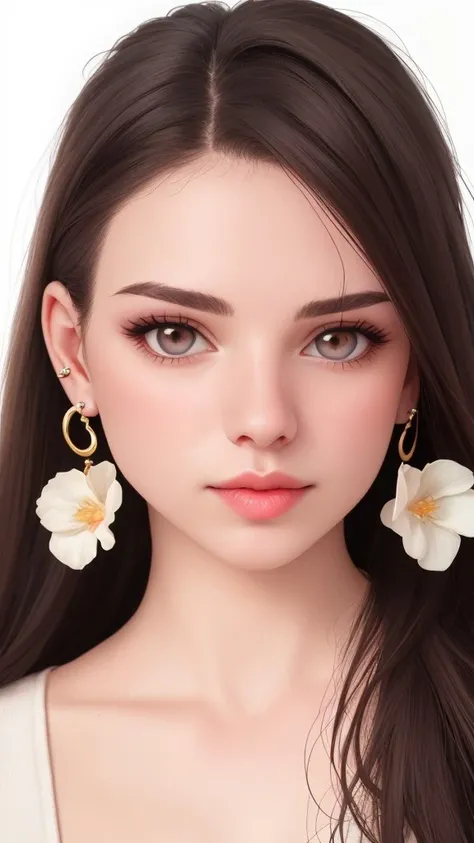 earrings jewelry realistic 1girl piercing solo flower lips <lora:DuckHairLength:1.0>