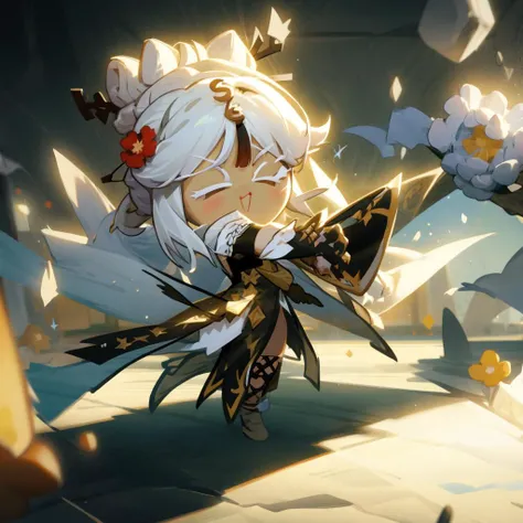 1girl, chibi, <lora:cookierun_gachasplash:1>, battle pose, <lora:ningguang2:0.9> ningguangdef, bloom, ray tracing