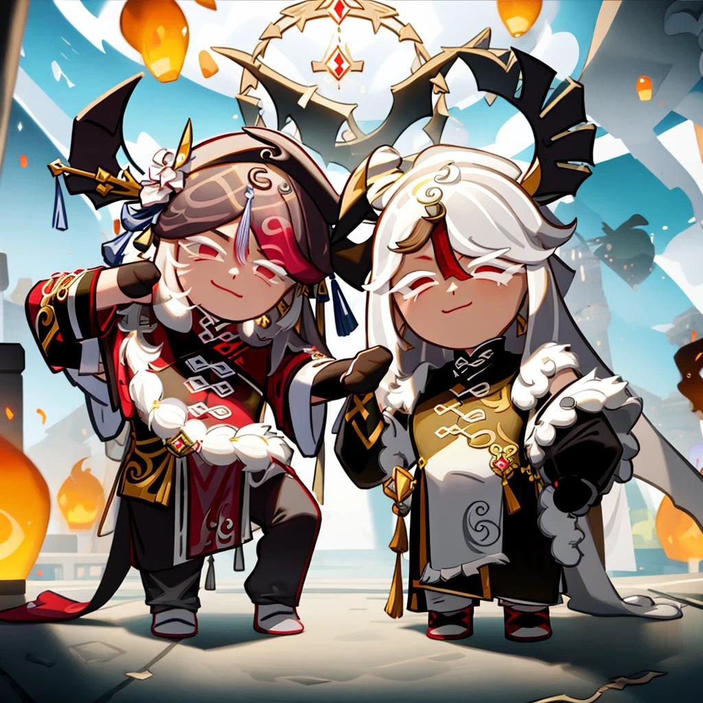 2 person, masterpiece, chibi, battle pose, <lora:genshinfull1:1> gensin impact, 2girls, beidoudef, beidournd, AND 2girls, ningguangdef, ningguangorc, ningguangrnd, <lora:cookierun_gachasplash:1>