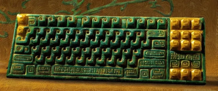 [<lora:sanxingdui-000005:1:lbw=ALL> , sanxingdui:telephone:0.8], simple background, masterpiece, best quality,  green