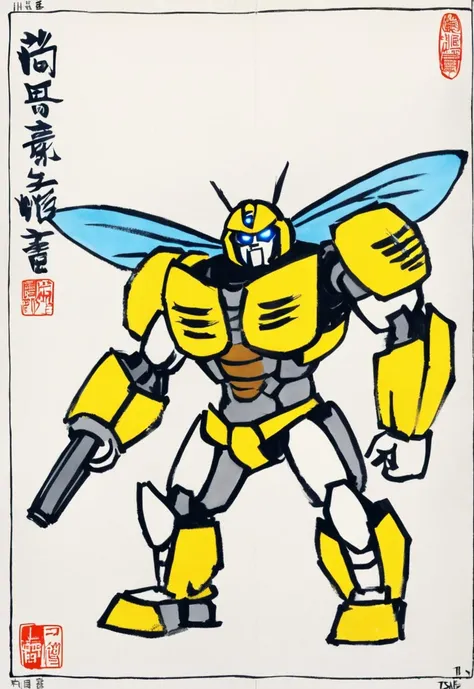 Bumblebee, Transformers, by Feng Zikai <lora:fengzikai_v1.0_XL:1>