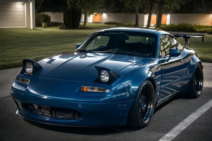 (best quality, masterpiece),  dutch angle photo of <lora:miata:0.85> mitia, widebody sports car, ground vehicle, motor vehicle, <lora:conceptWB_v1:0.85>