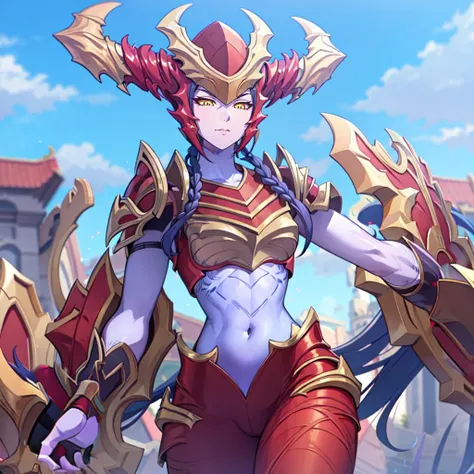 best quality, masterpiece, extremely detailed, anime, The_Half_Dragon_Shyvana
<lora:Shyvana-05:1>