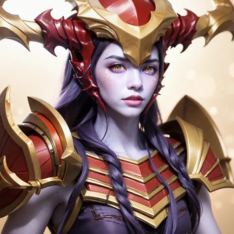 best quality, masterpiece, extremely detailed, The_Half_Dragon_Shyvana, Purple_skin, Long_hair, fangs
<lora:Shyvana_V1:0.90>