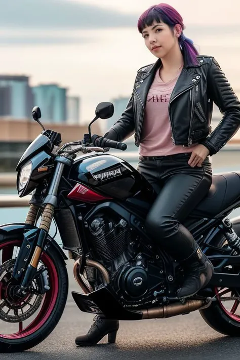 DEN_flaSG_jynxed,
(riding a motorcycle:1.2) wearing (motorbike leathers:1.2), (riding a motorbike:1.2), (driving a motorbike:1.2), (motorcycle:1.1), traffic, leather trousers, leather jacket, motorcycle boots, leather gloves,
bokeh, f1.4, 40mm, photorealistic, raw, 8k, textured skin, skin pores, intricate details <lora:epi_noiseoffset2:1>, epiCRealism <lora:ClothingAdjuster3:-0.8>