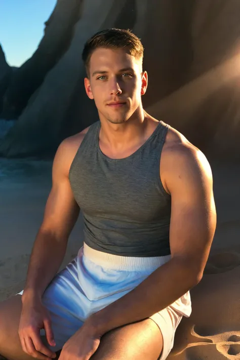 Tom Holland in the beach pantless, shirtless