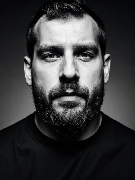 bearded man, black  hue, artistic portrait