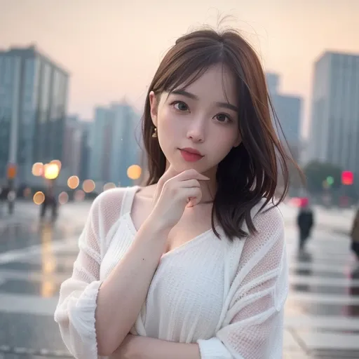 <lora:cuteGirlMix4_v10:0.6>,Cute_girl_mix4,(8k, RAW photo, best quality, masterpiece:1.2), (realistic, photo-realistic:1.37),1girl,cute,cityscape, night, rain, wet, professional lighting, photon mapping, radiosity, physically-based rendering,