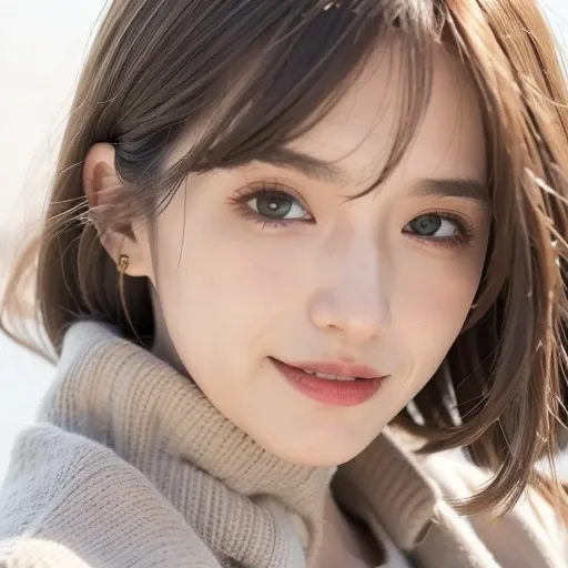 <lora:cuteGirlMix4_v10:0.8>, mix4,(best quality), (photorealistic),(simple white background:1.2),a girl, upper body, high detail face, smile,[ash blonde | ginger | brown grey hair], Fujifilm XT3, High-waisted pants in a neutral tone like beige or camel or silver or blue, paired with a silk blouse and structured blazer, create a polished and powerful look,(8K), bangs