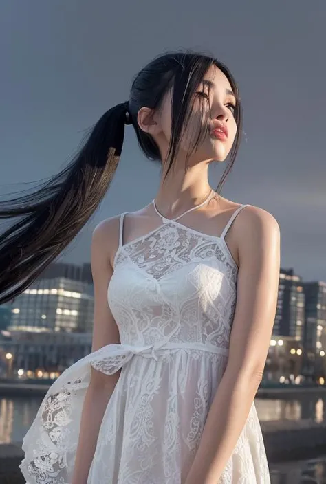 1girl, <lora:mix4:0.5>, cute, young, slender, petite,
white long lace dress,
((arms crossed)), turning away,
mouth open slightly, black hair, ((twintail)), floating hair, medium hair,
angry, annoyed, complaining, blaming, upset, disgusted, frowning, scorning,
cityscape, night, midnight, raining, wet, drizzling, raindrops, windy,
portrait photo, pores visible on face,
professional lighting, photon mapping, radiosity, physically-based rendering,
(8k, RAW photo, best quality, masterpiece:1.2), (realistic, photo-realistic:1.37),