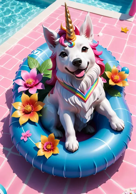 anime artwork <lora:AnimAl P FFusion v2-ep2:1> brightly colored unicorn statue on pink background with flowers and leaves, trend on behance 3 d art, trend on behance 3d art, behance. polished, cgsociety saturated colors, 3 d epic illustrations, vibrant fantasy style, rossdraws global illumination, gorgeous 3d render, cgsociety 9, trending on character design, behance 3d
arafed dog laying on a floatie in a pool, summer swimming party, cute dog, award - winning pet photography, canines sports photo, pool party, having fun in the sun, corgi, pool tubes, havanese dog, wellness pool, sitting in the pool, swimming, lorem ipsum dolor sit amet, subwoofer . anime style, key visual, vibrant, studio anime, highly detailed