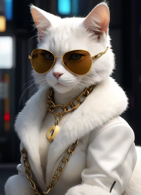 comic <lora:AnimAl P FFusion (TX Encoder):1> female cat wearing a white fur coat and sunglasses with a gold chain, cgsociety 9, cyberpunk cat, 3 d artist, 3d game art, 3 d game art, 3 d character art, tabaxi :: rogue, unreal engine 5 quality render, hyperrealistic 3d digital art, hyperrealistic 3 d digital art, tabaxi, for hire 3d artist, woman cat  <lora:FF-Lt-LyCO:1> . graphic illustration, comic art, graphic novel art, vibrant, highly detailed